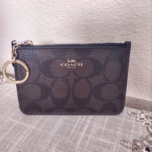 Coach Slim Key Ring Small Wallet In Signature Coated Canvas
